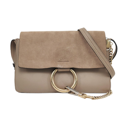 Chloé Faye Small size Grey Leather Single Shoulder Bag Golden Silver Hardware-(SKU)-959251490