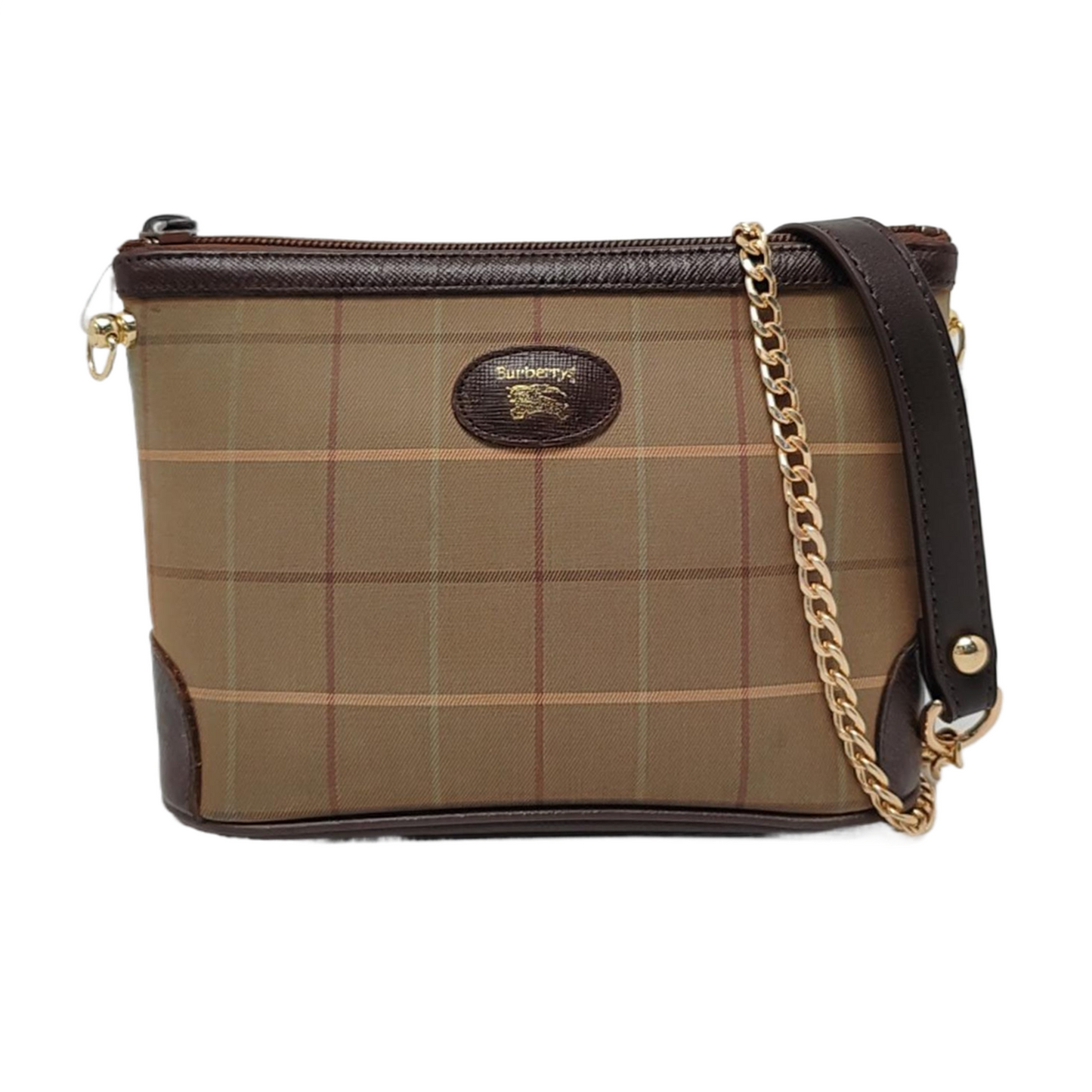 BURBERRY Light Green Canvas Clutch Golden hardware-(SKU)-959769066