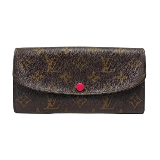 LOUIS VUITTON EMILIE Brown coated canvas vintage wallet Golden hardware-(SKU)-960163038