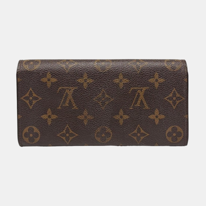LOUIS VUITTON EMILIE Brown coated canvas vintage wallet Golden hardware-(SKU)-960163038
