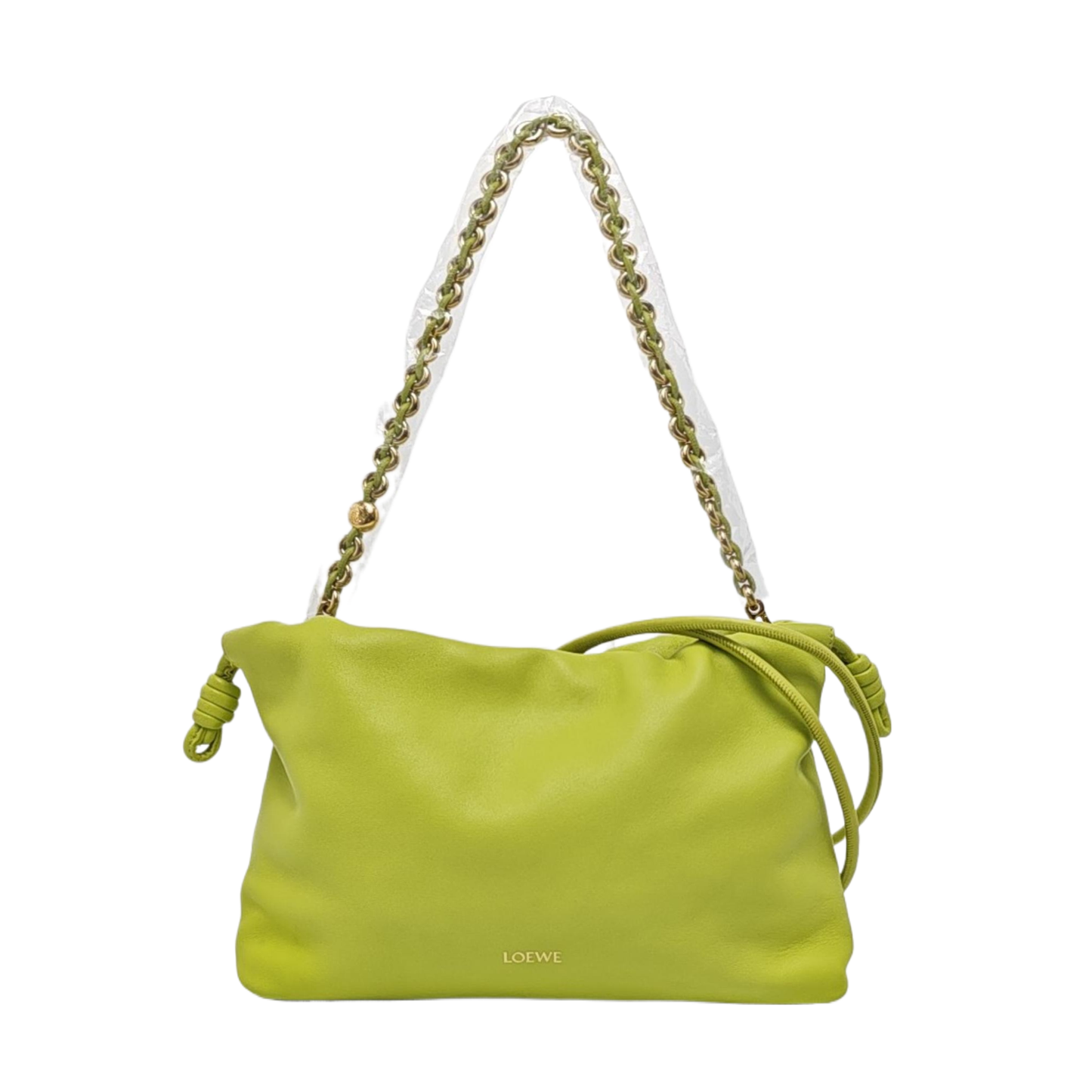 LOEWE Flamenco Purse Green Lamb Skin Crossbody Shoulder Bag Handbag Gold Hardware 2 Removable Straps-(SKU)-960343702