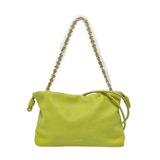 LOEWE Flamenco Purse Green Lamb Skin Crossbody Shoulder Bag Handbag Gold Hardware 2 Removable Straps-(SKU)-960343702