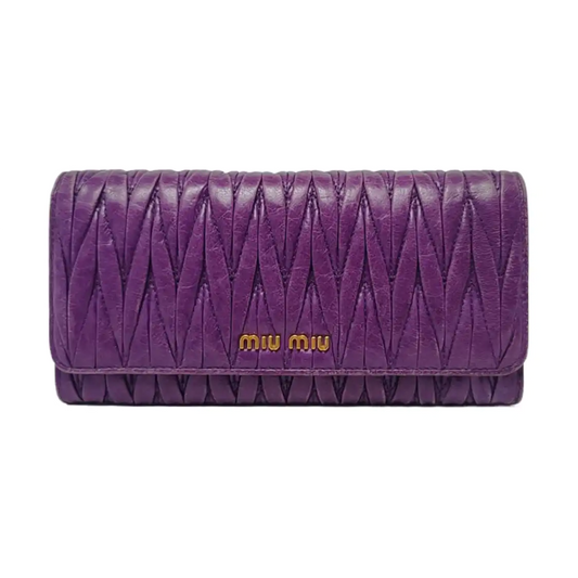 Miu Miu Purple Calf Leather Quilted Wallet Golden hardware Sub-bag-(SKU)-960261981