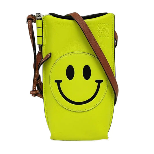LOEWE Gate  Yellow Cowhide Single Shoulder Handbag Crossbody Bag Silver Hardware-(SKU)-960260955
