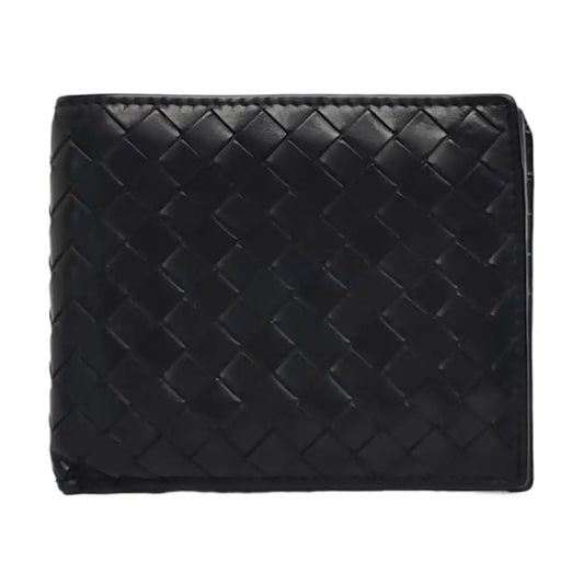 BOTTEGA VENETA Black Cowhide Woven Wallet-(SKU)-960229991
