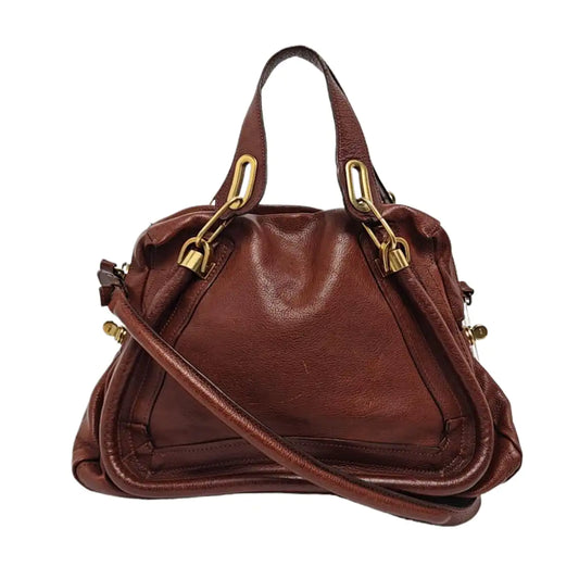 Chloé Paraty Medium size Brown cowhide crossbody bag shoulder bag tote bag Golden hardware Removable shoulder strap-(SKU)-960236363