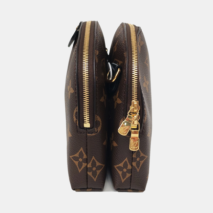 LOUIS VUITTON BE ALMA Brown coated canvas monogram shell bag shoulder bag crossbody bag with gold hardware 2 removable shoulder straps and complete accessories-(SKU)-960305671