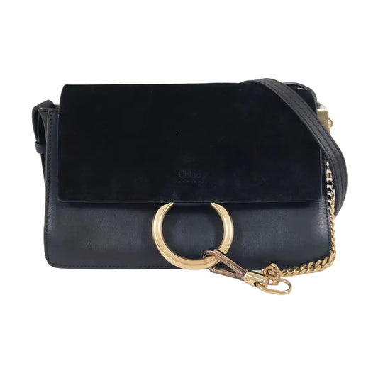 Chloé Faye Small size Black cowhide crossbody handbag single shoulder bag Golden Silver Hardware-(SKU)-960388895
