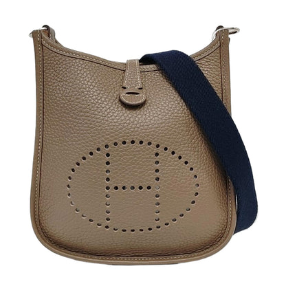 HERMÈS Evelyne TPM elephant grey Clemence leather perforated Evelyne crossbody bag shoulder bag removable shoulder strap-(SKU)-960329807