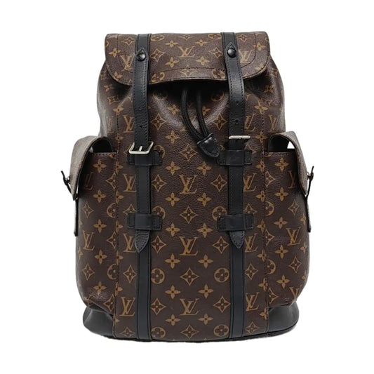 LOUIS VUITTON CHRISTOPHER Small Brown Coated Canvas Monogram Backpack with Silver Hardware-(SKU)-960294947
