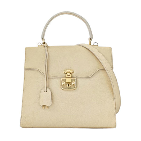 GUCCI Vintage Kelly Beige Leather Single Shoulder Bag Handbag Golden hardware Removable shoulder strap-(SKU)-951806628
