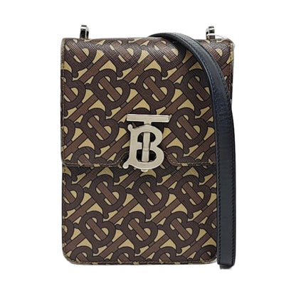 BURBERRY Robin 棕色涂层帆布TBSingle Shoulder Bag Crossbody Bag Silver Hardware Removable shoulder strap-(SKU)-960367103