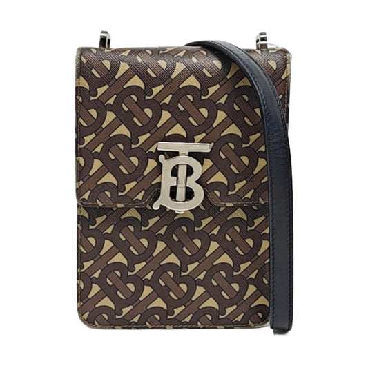 BURBERRY Robin 棕色涂层帆布TBSingle Shoulder Bag Crossbody Bag Silver Hardware Removable shoulder strap-(SKU)-960367103