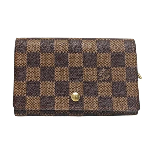 LOUIS VUITTON TRESOR Brown Coated Canvas Checkered Wallet Golden hardware-(SKU)-960504851