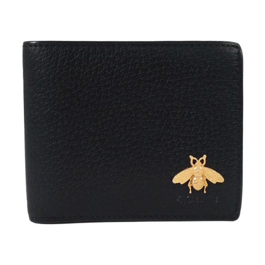 GUCCI Animalier Black Cowhide Bee Wallet Golden hardware-(SKU)-960311635