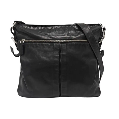 PRADA Black Leather Crossbody Bag Single Shoulder Bag Silver Hardware-(SKU)-960372112