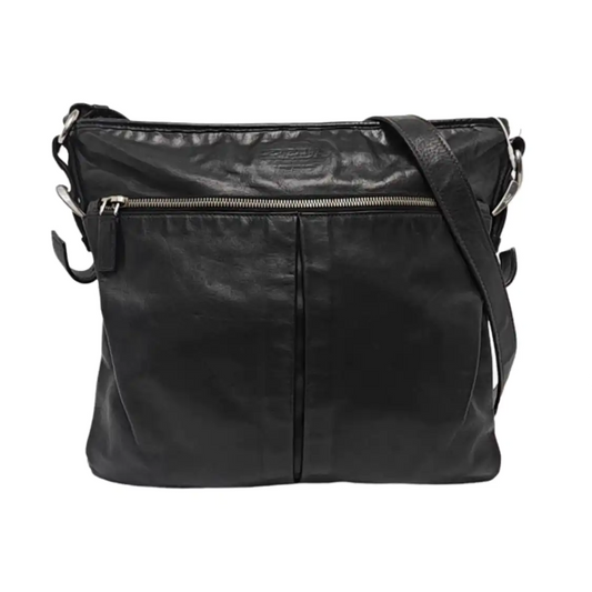 PRADA Black Leather Crossbody Bag Single Shoulder Bag Silver Hardware-(SKU)-960372112