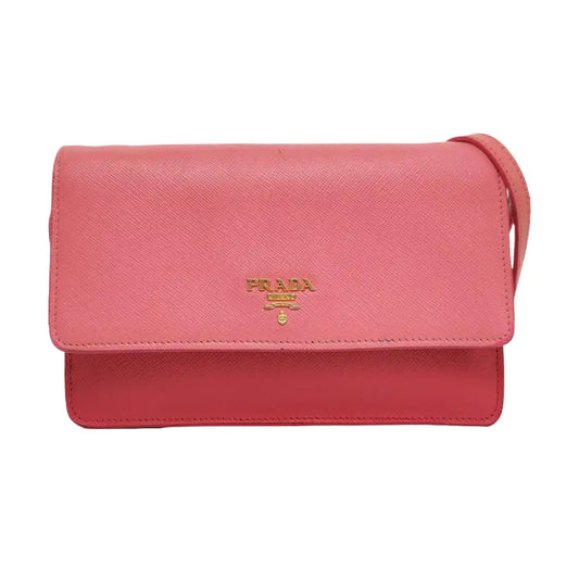 PRADA Pink cowhide cross-grain shoulder bag/handbag/crossbody bag Golden hardware Removable shoulder strap-(SKU)-960391827