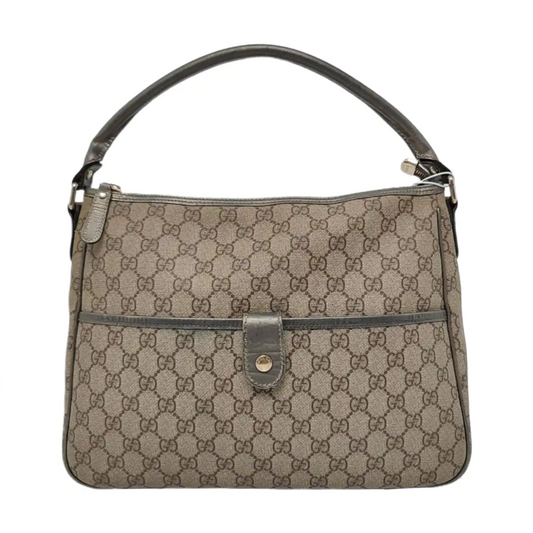 GUCCI Bardot Medium size Beige Coated Canvas Monogram Single Shoulder Bag Handbag Golden hardware-(SKU)-960390668