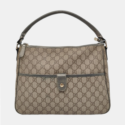 GUCCI Bardot Medium size Beige Coated Canvas Monogram Single Shoulder Bag Handbag Golden hardware-(SKU)-960390668