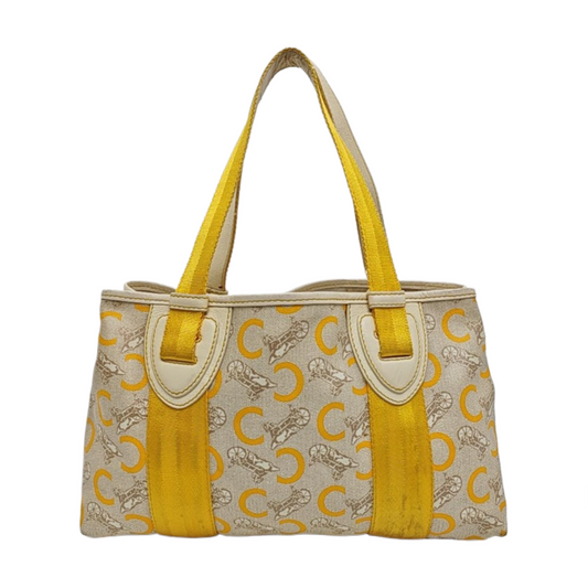 CELINE Tote bag Beige Coated Canvas Triumph Arch Handbag Single Shoulder Bag Silver Hardware-(SKU)-960503624
