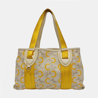 CELINE Tote bag Beige Coated Canvas Triumph Arch Handbag Single Shoulder Bag Silver Hardware-(SKU)-960503624