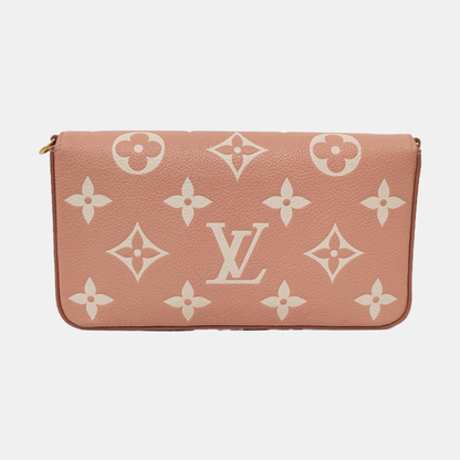LOUIS VUITTON FÉLICIE Pink Leather Monogram Embossed Three-In-One Shoulder Bag, Crossbody Bag, Handbag, Gold Hardware, Detachable Shoulder Strap, Accessories Included-(SKU)-960658882