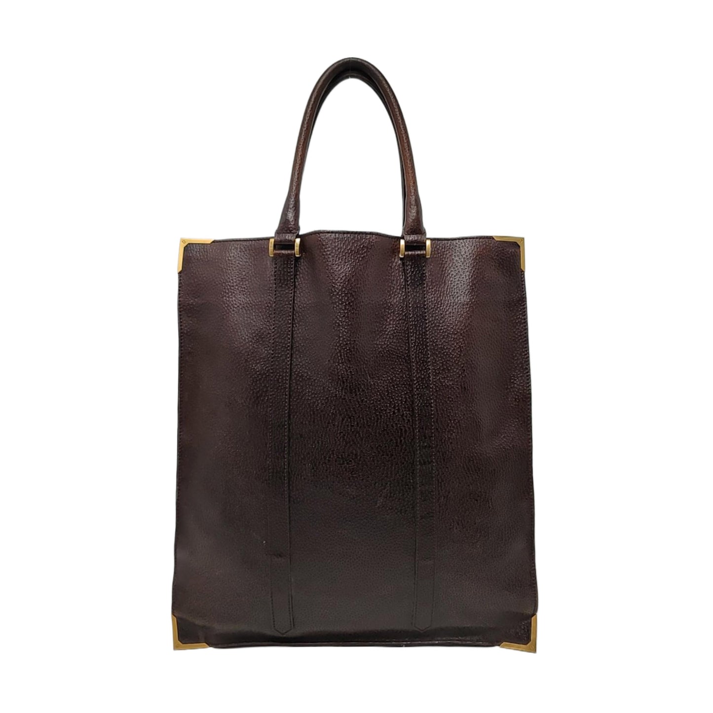 FENDI Dark Brown Leather Single Shoulder Bag Tote Golden hardware-(SKU)-960577572