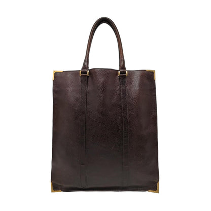 FENDI Dark Brown Leather Single Shoulder Bag Tote Golden hardware-(SKU)-960577572