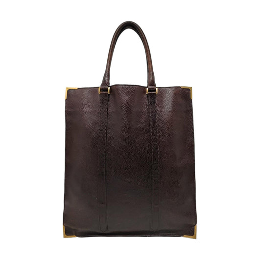 FENDI Dark Brown Leather Single Shoulder Bag Tote Golden hardware-(SKU)-960577572