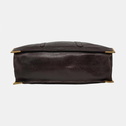 FENDI Dark Brown Leather Single Shoulder Bag Tote Golden hardware-(SKU)-960577572