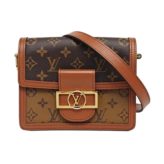 LOUIS VUITTON DAUPHINE Mini Brown Coated Canvas Monogram Vernis Dauphine Crossbody Bag Shoulder Bag Adjustable Strap Golden Hardware Complete Accessories-(SKU)-960573658
