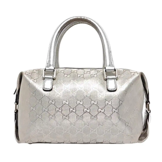 GUCCI Guccissima  Silver Coated Canvas Monogram Handbag Single Shoulder Bag Silver Hardware-(SKU)-960541171