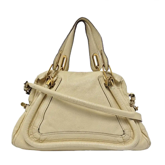 Chloé Paraty Medium size Beige Leather Single Shoulder Bag Golden hardware Removable shoulder strap-(SKU)-960652905