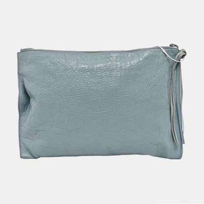 BALENCIAGA Classic City Light blue sheepskin studded biker bag, handbag Silver Hardware-(SKU)-960786182