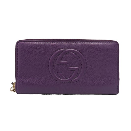 GUCCI Soho Purple Lamb Skin Fringe Wallet Golden hardware-(SKU)-960627155
