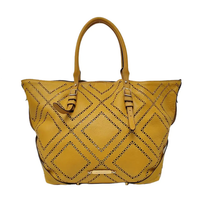BURBERRY Tote bag Mustard Cowhide Cutout Single Shoulder Bag Golden hardware Sub-bag-(SKU)-953287825