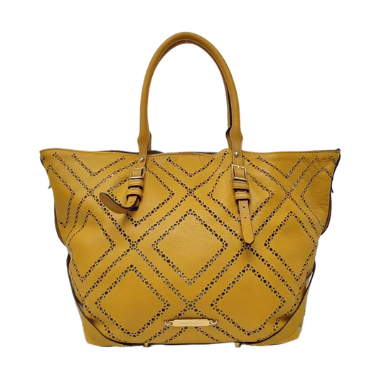 BURBERRY Tote bag Mustard Cowhide Cutout Single Shoulder Bag Golden hardware Sub-bag-(SKU)-953287825