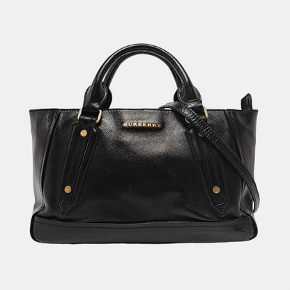 BURBERRY Somerford Black Leather Stud Single Shoulder Handbag Golden Silver Hardware Removable shoulder strap-(SKU)-960988293