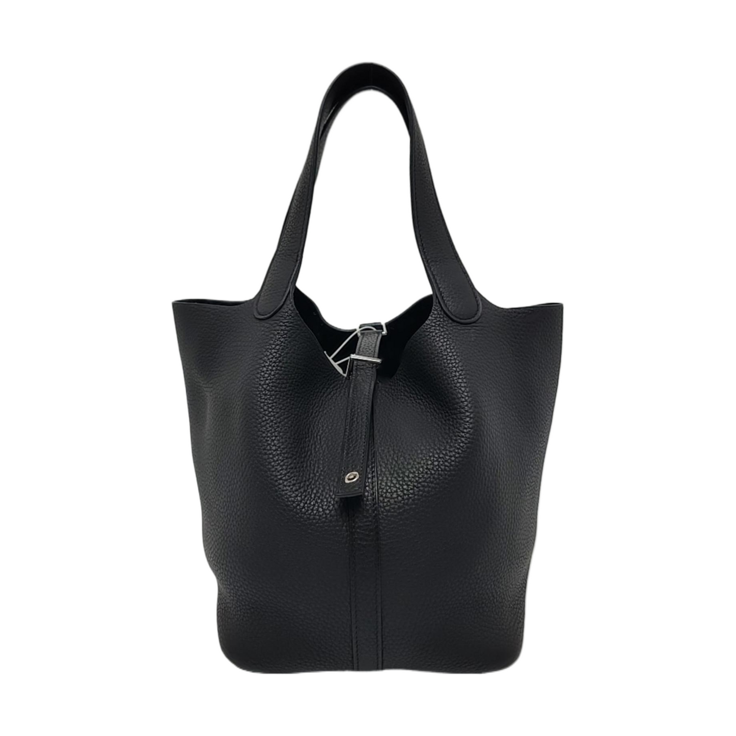HERMÈS Picotin 22 Black Clemence Leather Basket Tote Bag Silver Hardware A Stamp-(SKU)-960604433