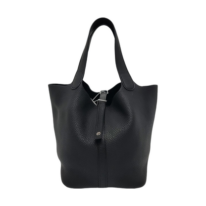 HERMÈS Picotin 22 Black Clemence Leather Basket Tote Bag Silver Hardware A Stamp-(SKU)-960604433