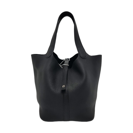 HERMÈS Picotin 22 Black Clemence Leather Basket Tote Bag Silver Hardware A Stamp-(SKU)-960604433