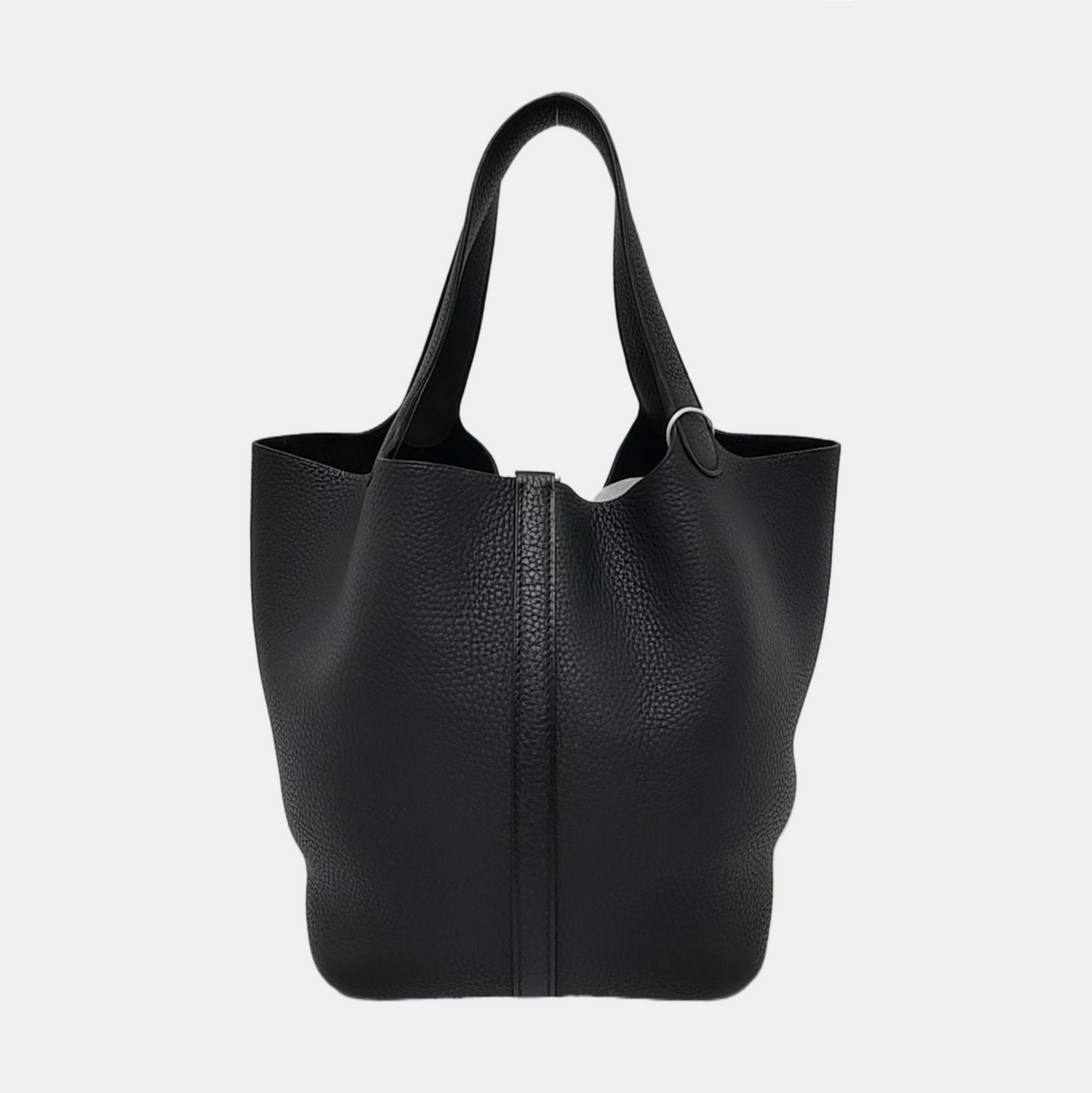 HERMÈS Picotin 22 Black Clemence Leather Basket Tote Bag Silver Hardware A Stamp-(SKU)-960604433
