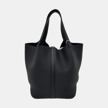 HERMÈS Picotin 22 Black Clemence Leather Basket Tote Bag Silver Hardware A Stamp-(SKU)-960604433