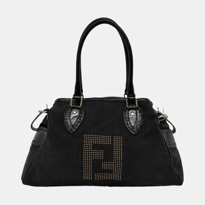 FENDI Black织物双FHandheld包 Golden hardware-(SKU)-960605118
