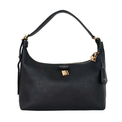 LOUIS VUITTON SAC PLAT Black Calfskin Monogram Embossed Crossbody Shoulder Bag with Golden Hardware, Pockets-(SKU)-961133790