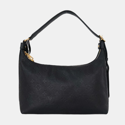 LOUIS VUITTON SAC PLAT Black Calfskin Monogram Embossed Crossbody Shoulder Bag with Golden Hardware, Pockets-(SKU)-961133790