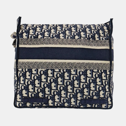 DIOR Diorcamp Blue Canvas Monogram Embroidered Single Shoulder Bag Silver Hardware-(SKU)-960636835