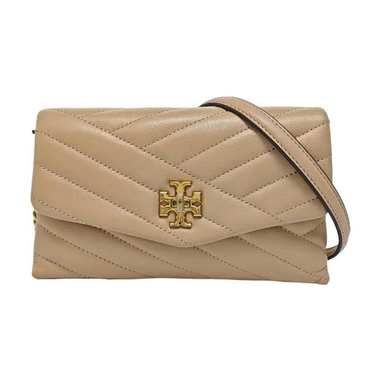 TORY BURCH Kira Khaki Leather Quilted Crossbody Single Shoulder Bag Golden hardware-(SKU)-940032419
