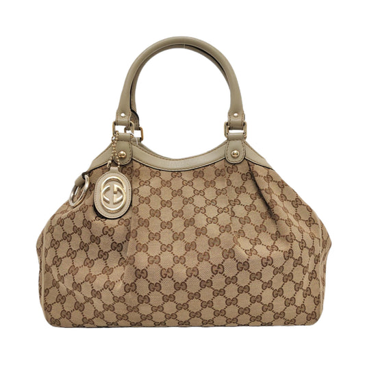 GUCCI Sukey Brown Canvas Monogram Handbag Single Shoulder Bag Silver Hardware-(SKU)-957811466